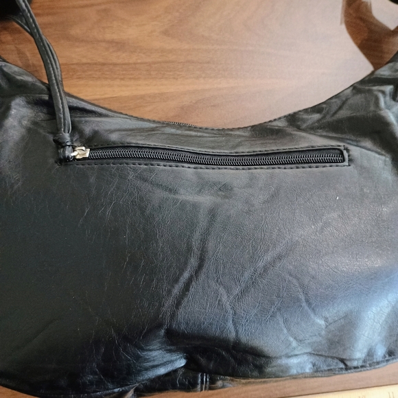 Black Soft Vegan Leather Shoulder Bag and Small Wallet - Picture 5 of 7